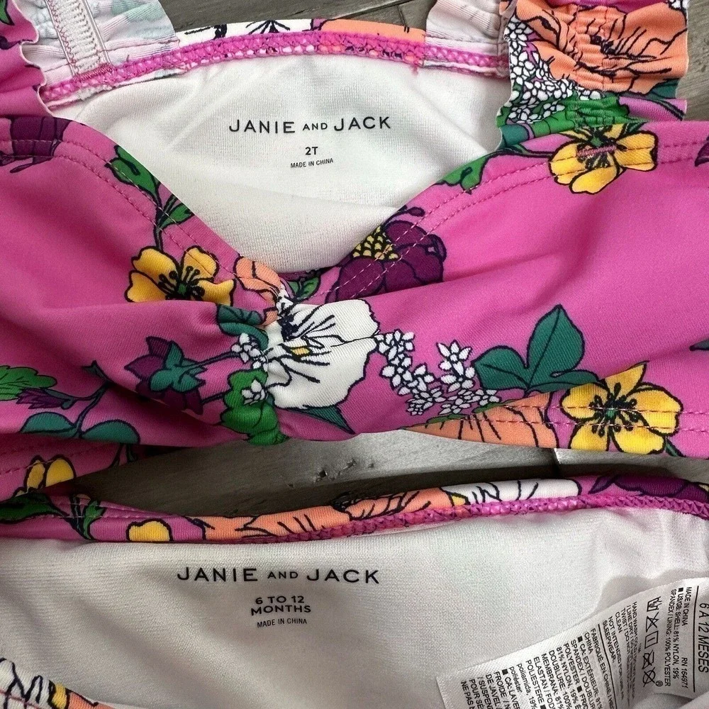 NWT Janie & Jack Separate Swimsuit Pieces Pink 6-12 Months Top 2T Bottoms